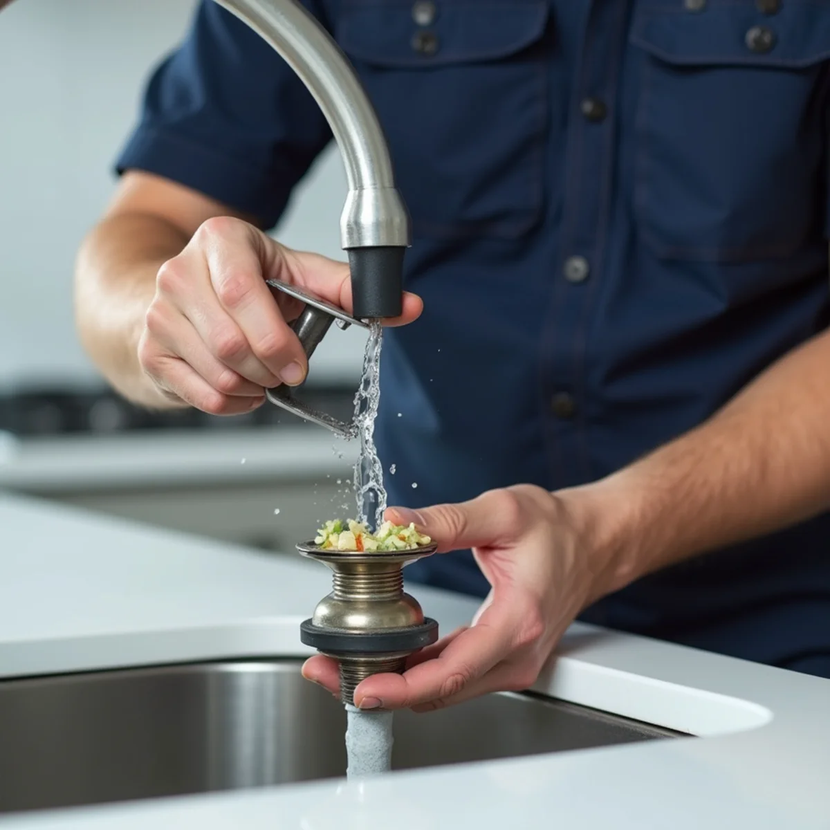 Drain strainer catching debris in a Rialto, CA kitchen sink