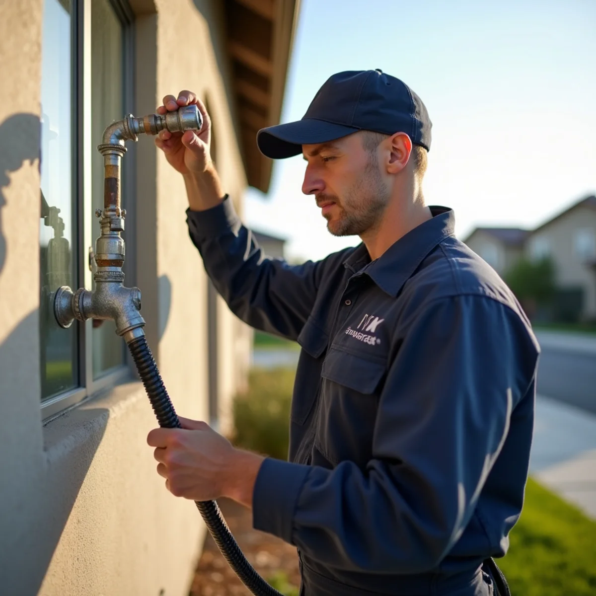 Licensed plumber providing service at a home in Fontana, CA