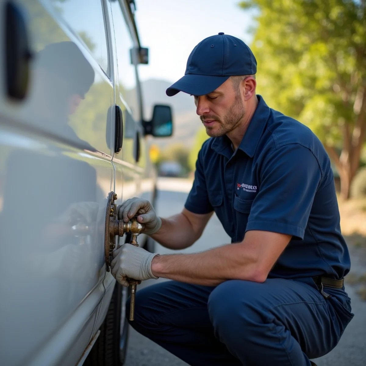 Licensed plumber providing service at a home in Mentone, CA