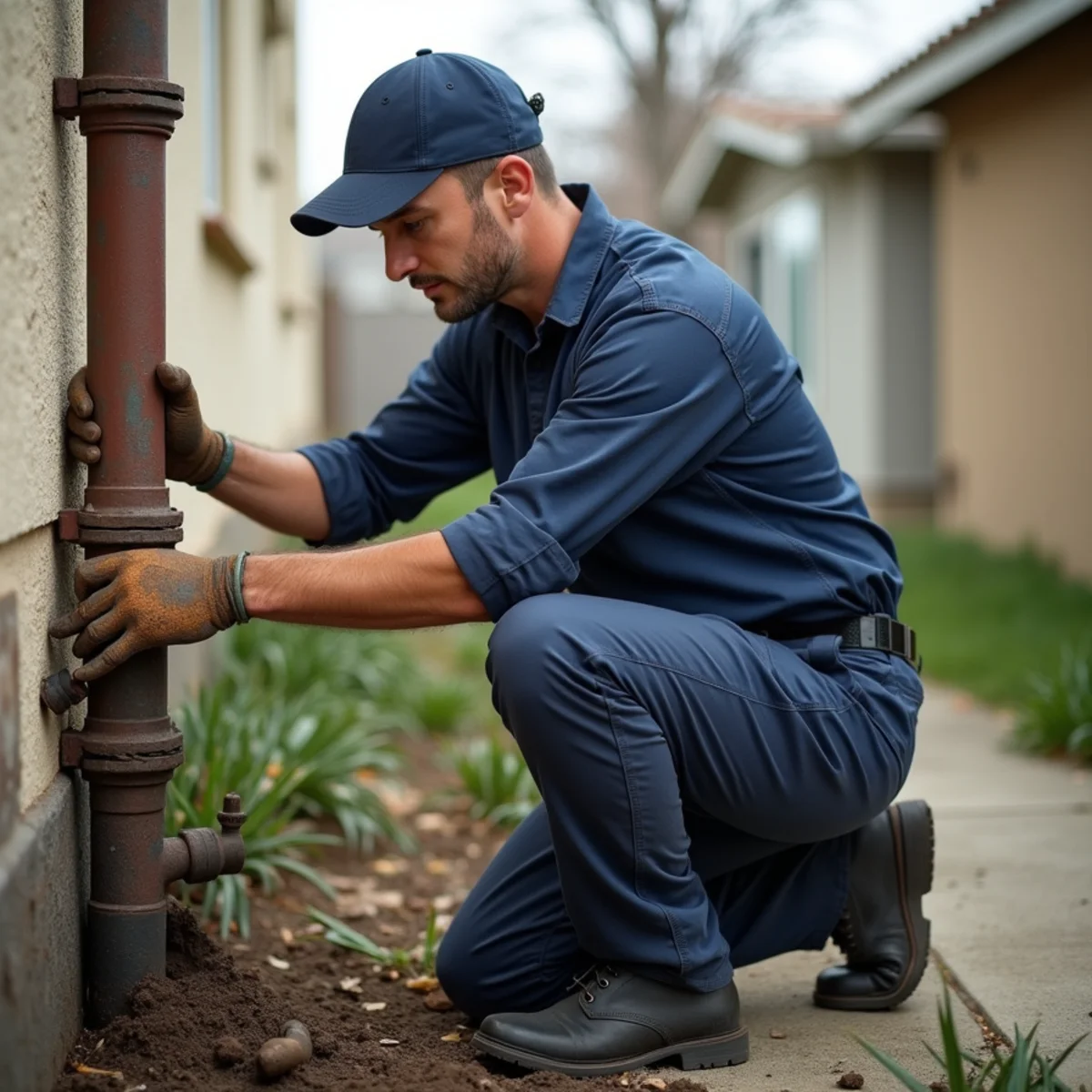 Licensed plumber providing service at a home in Pomona, CA