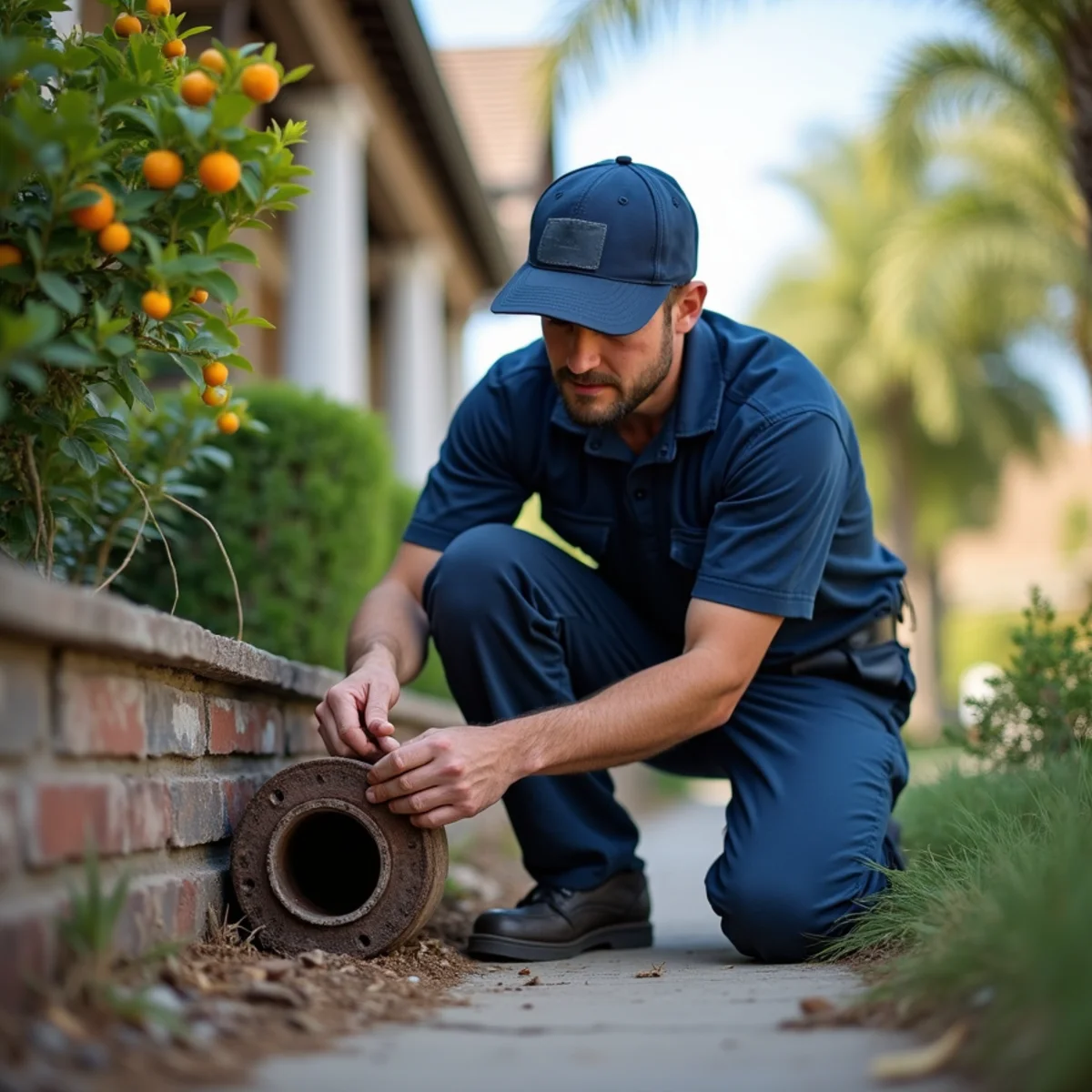Licensed plumber providing service at a home in Redlands, CA