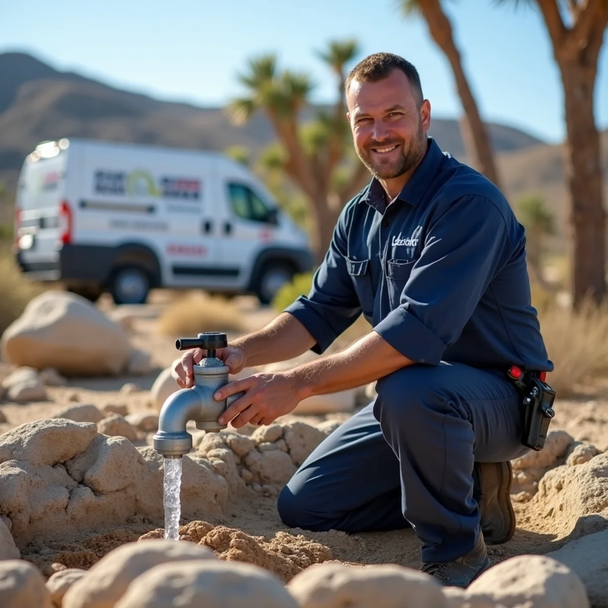 Licensed plumber providing service at a home in Yucca Valley, CA