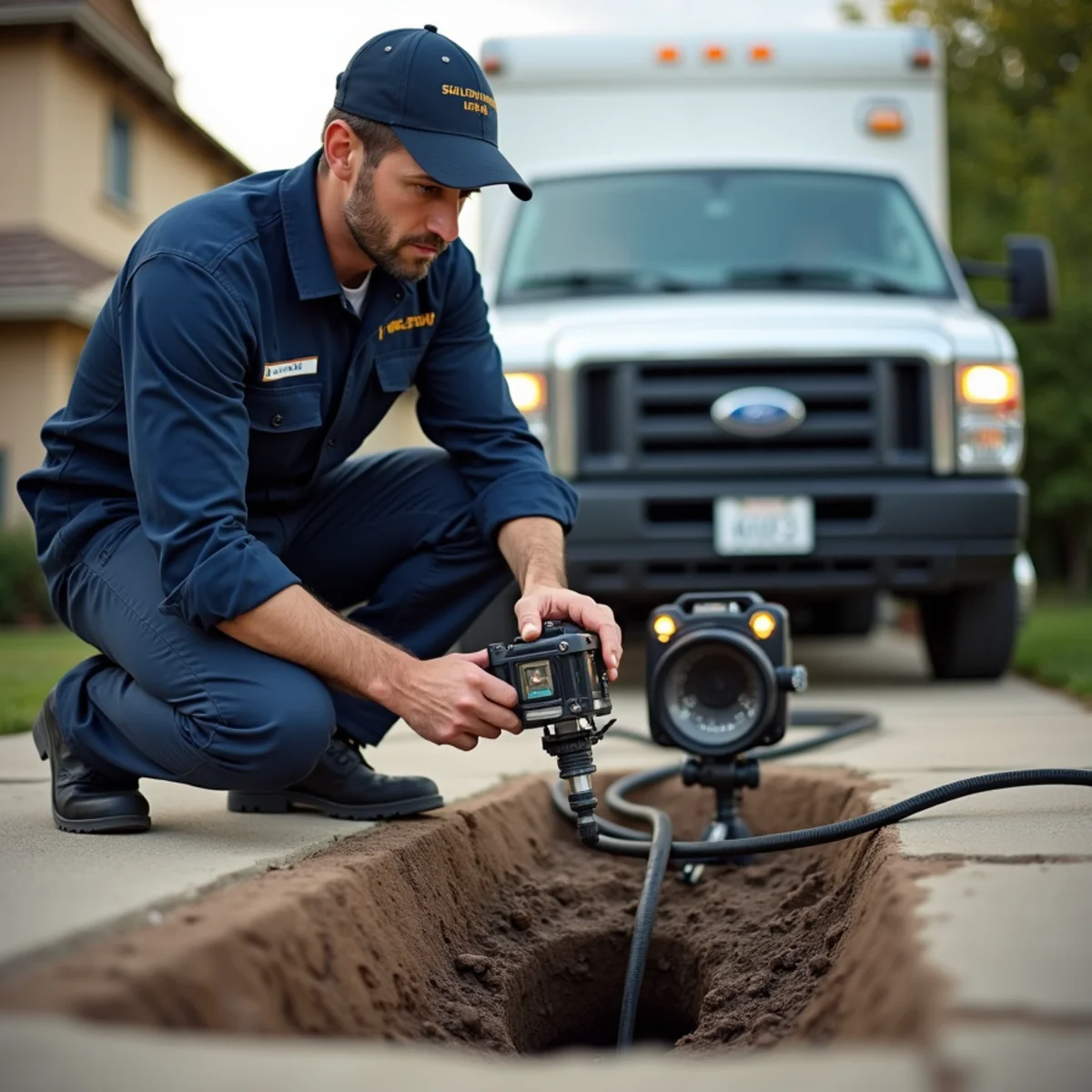 Camera inspection of a sewer line at a Rialto, CA property showing root intrusion